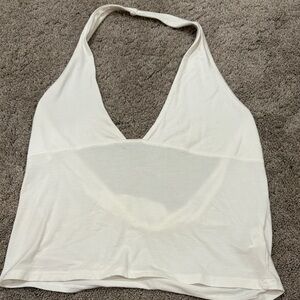 White Halter V-Neck Crop Top